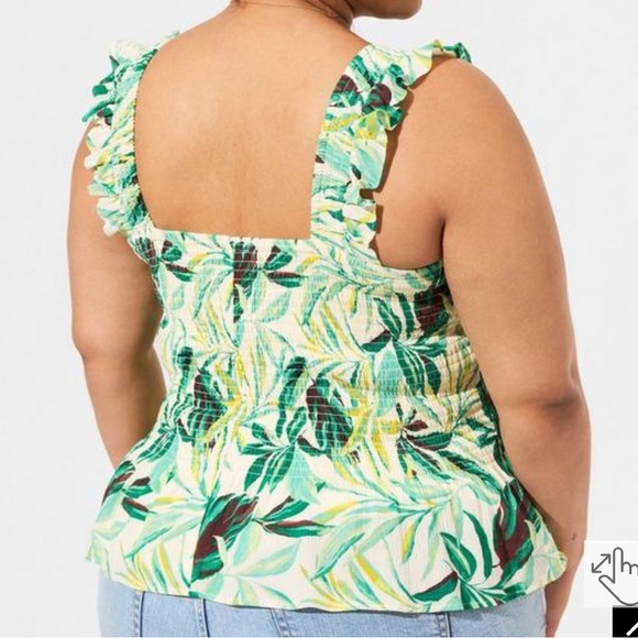 NWT $50!! TORRID smocked peplum tropical tank top, 3X. - Picture 2 of 9
